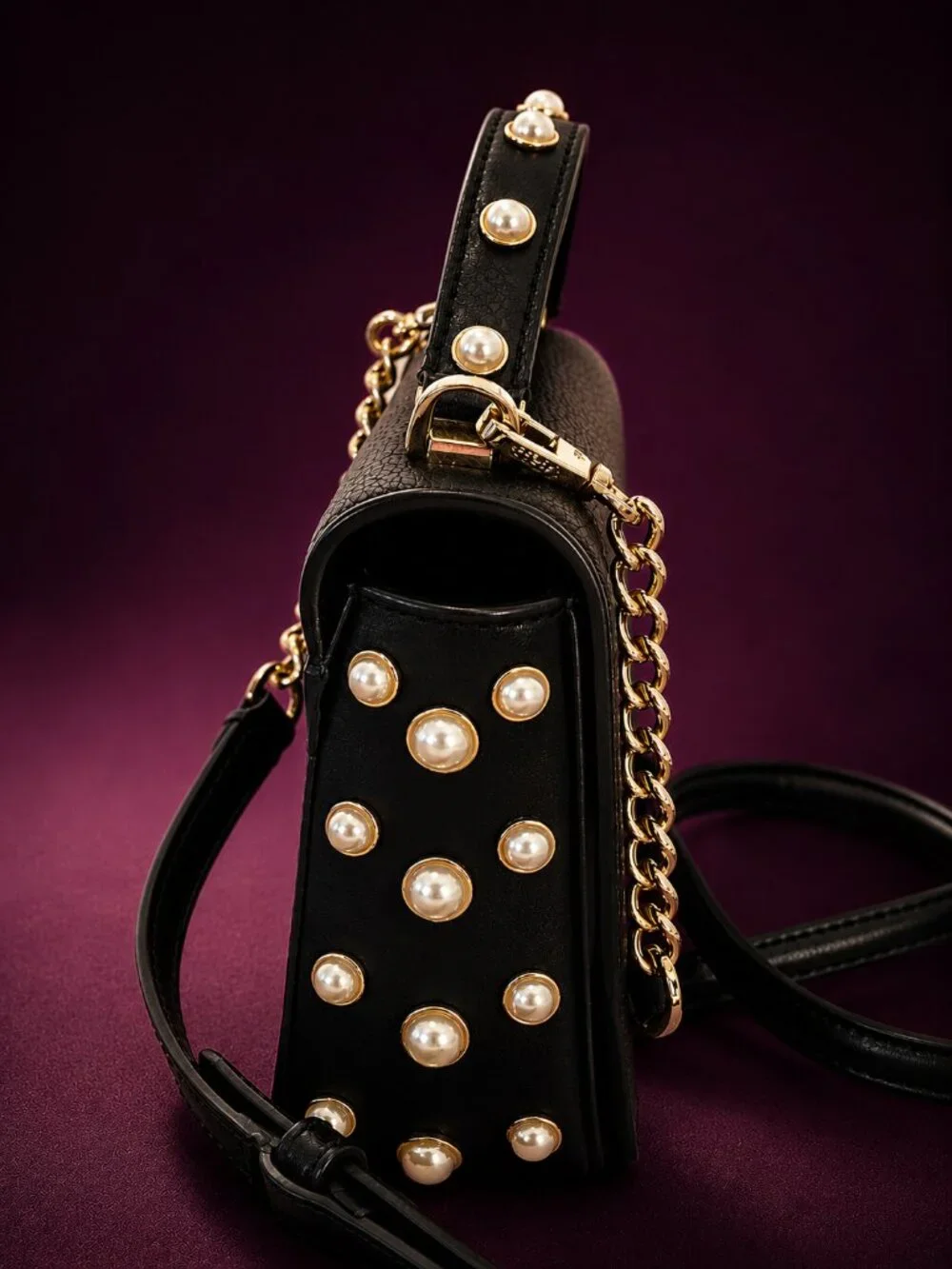 KATE SPADE New York Serrano Place Pearl Maisie Black Leather Crossbody Bag